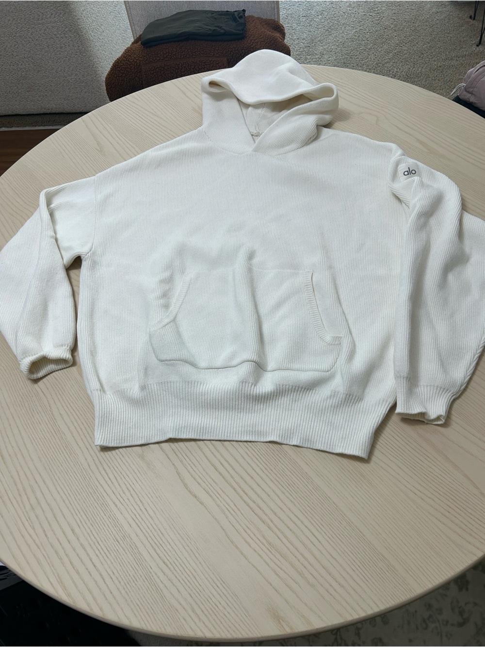 ALO Yoga Cream Knit Hoodie Sweater